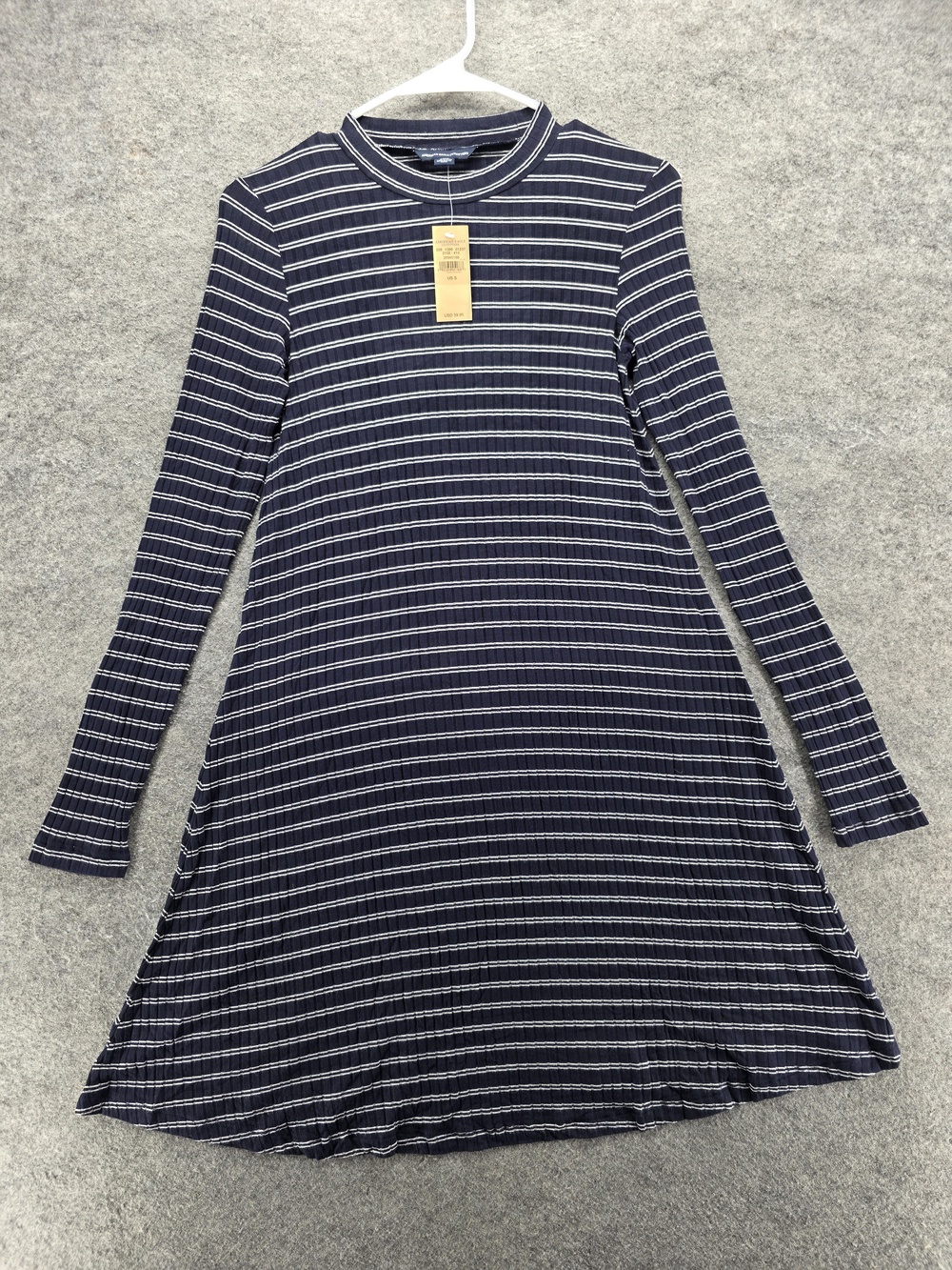 American Eagle Dress Womens Small Stripe Long Sleeve Ribbed Lace Up Casual Boho
